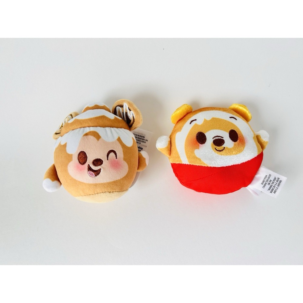 Lot Of 2 Disney Munchlings Plush Mickey Cinnamon Roll & Pooh Honey‎ Cake Toys